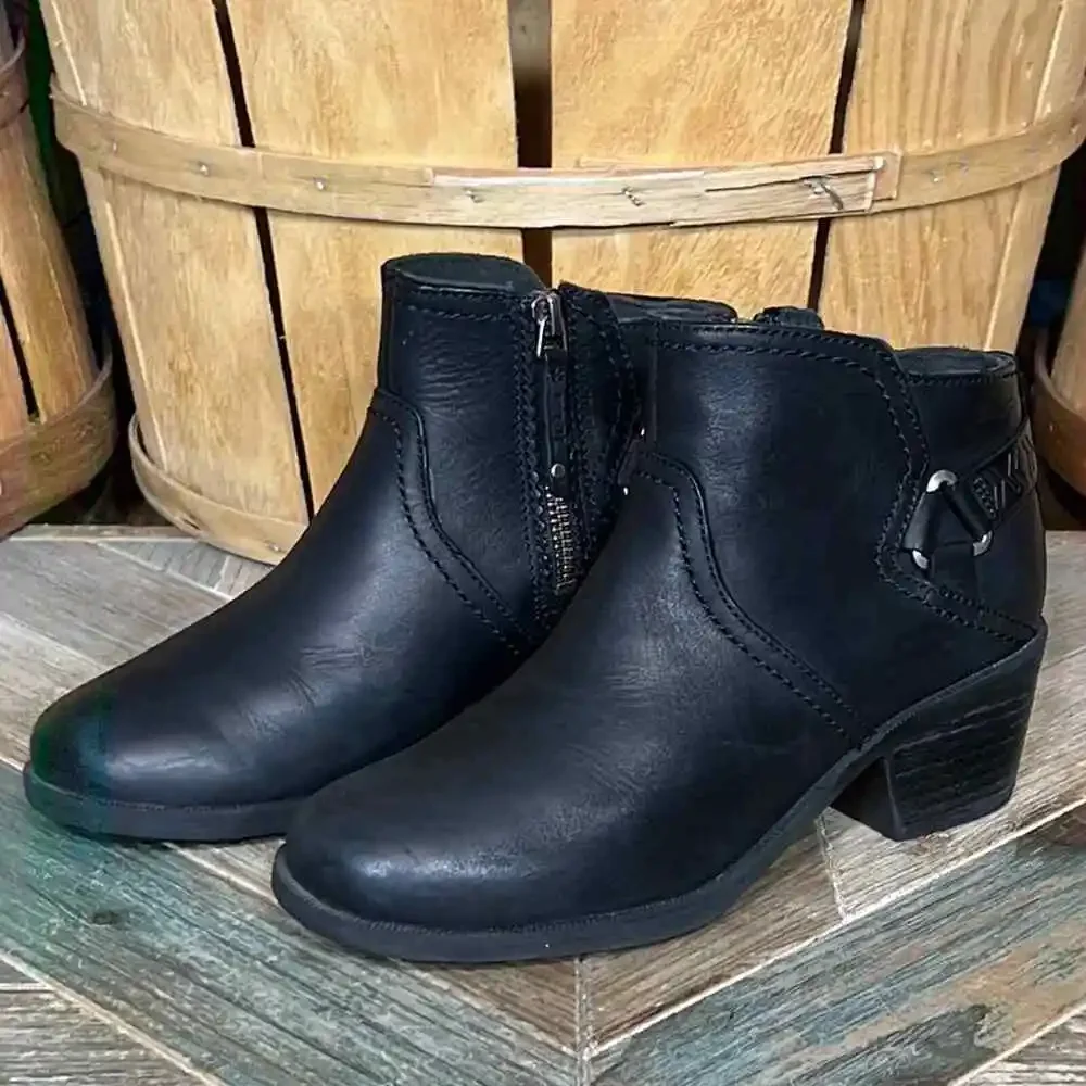 Teva Foxy Black Leather Waterproof 1017161 Zip-Up Ankle Boots Womens Size 5.5